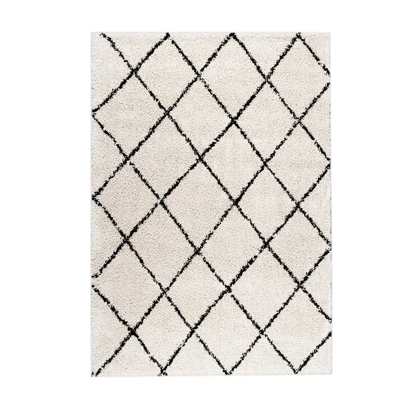 Teppich Hochflor - Grand Lines Creme Schwarz
