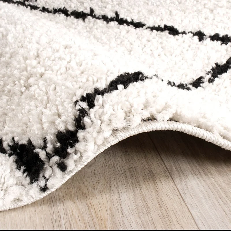 Teppich Hochflor - Grand Lines Creme Schwarz