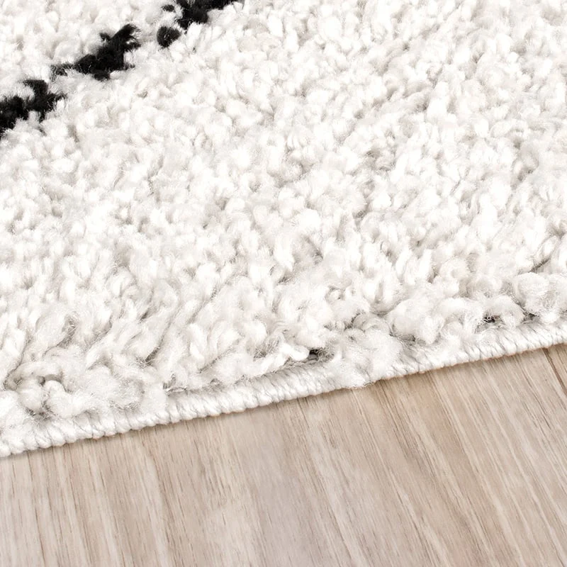 Teppich Hochflor - Grand Lines Creme Schwarz