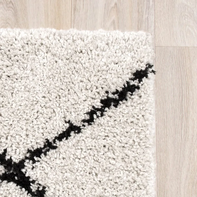 Teppich Hochflor - Grand Lines Creme Schwarz