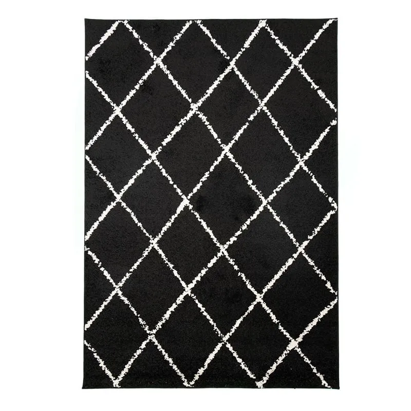 Teppich Hochflor - Grand Lines Schwarz Creme
