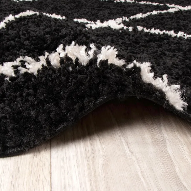 Teppich Hochflor - Grand Lines Schwarz Creme