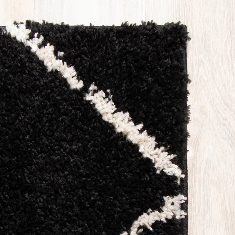 Teppich Hochflor - Grand Lines Schwarz Creme