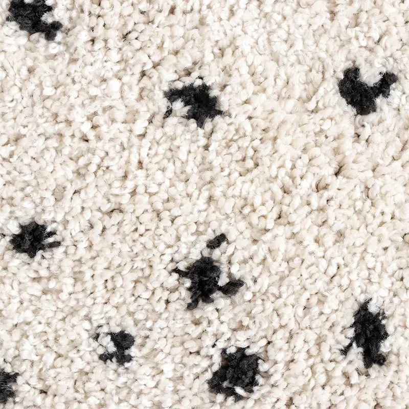 Teppich Hochflor - Grand Dots Creme Schwarz