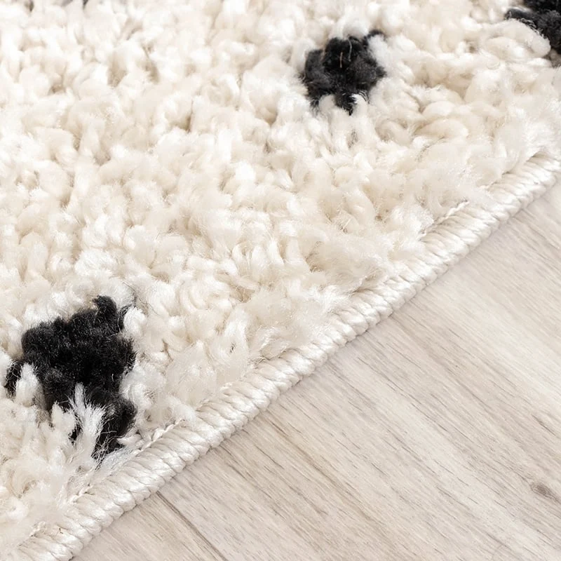Teppich Hochflor - Grand Dots Creme Schwarz