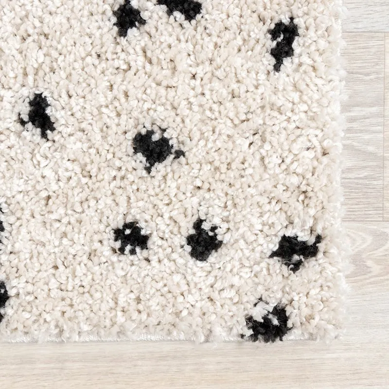 Teppich Hochflor - Grand Dots Creme Schwarz