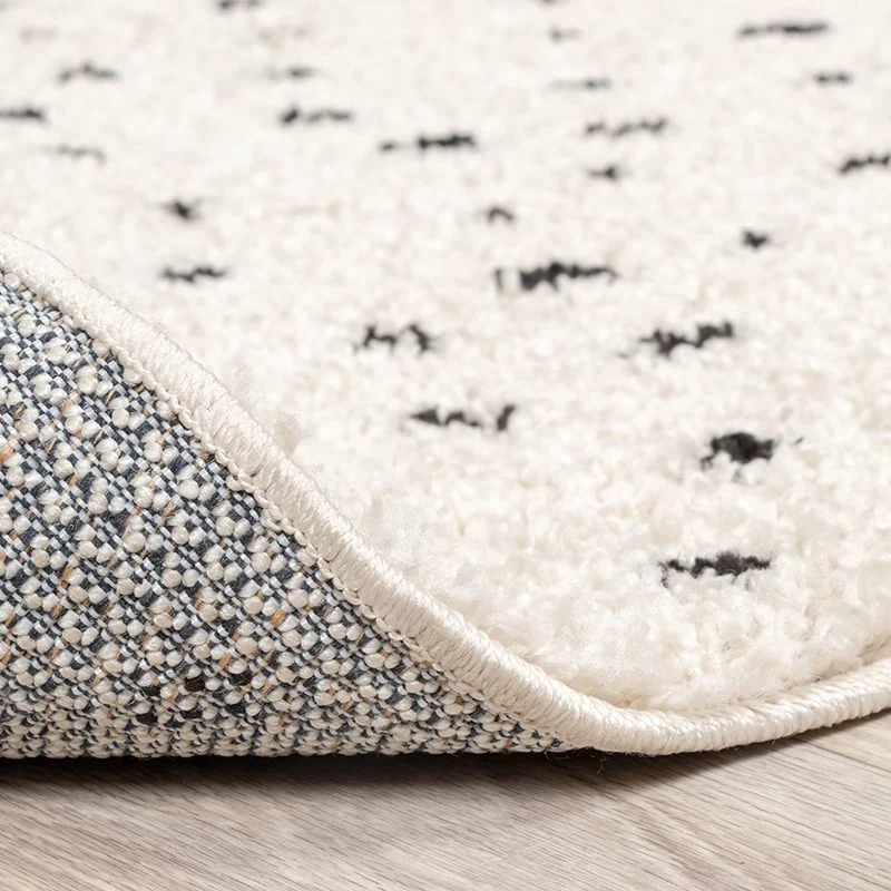 Teppich Hochflor - Grand Dots Creme Schwarz