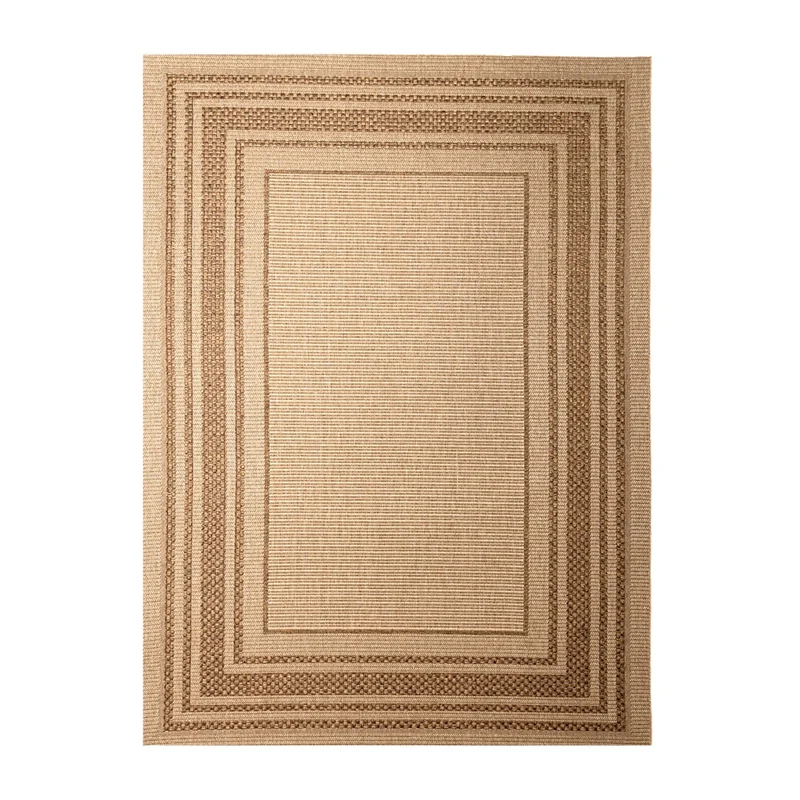 Garten Teppich Jute - Mavi Border Creme Braun