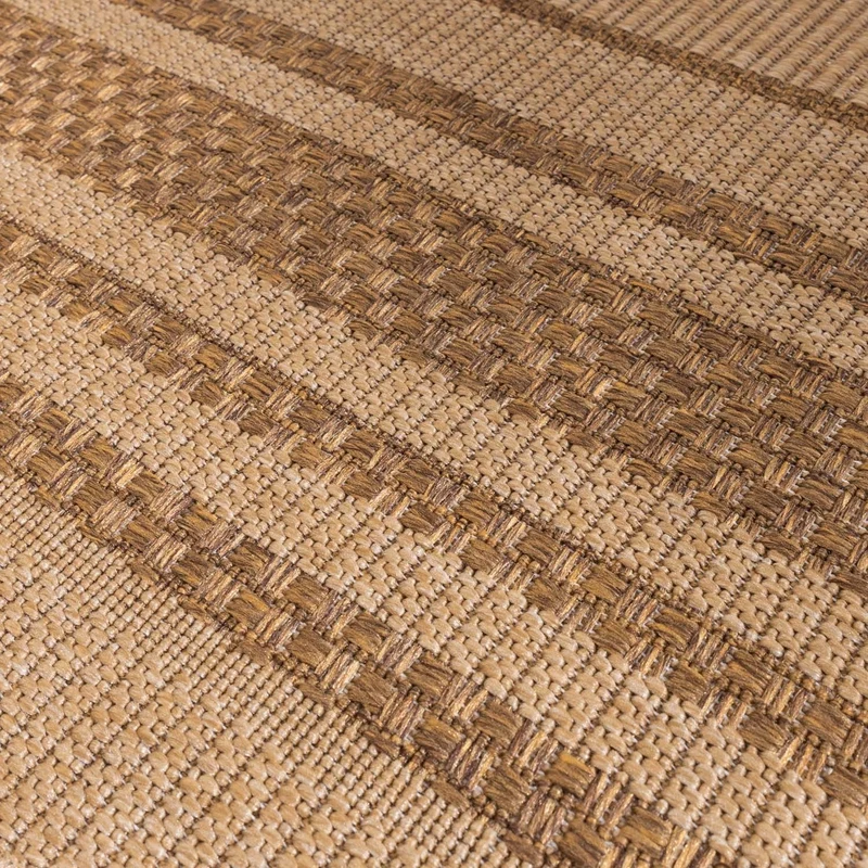 Garten Teppich Jute - Mavi Border Creme Braun