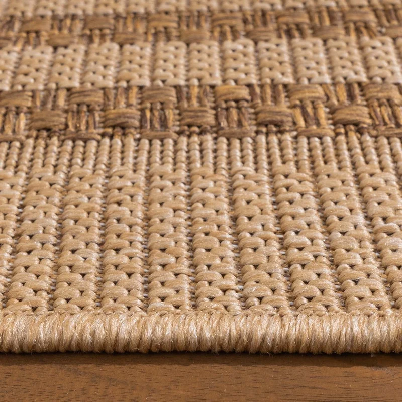 Garten Teppich Jute - Mavi Border Creme Braun