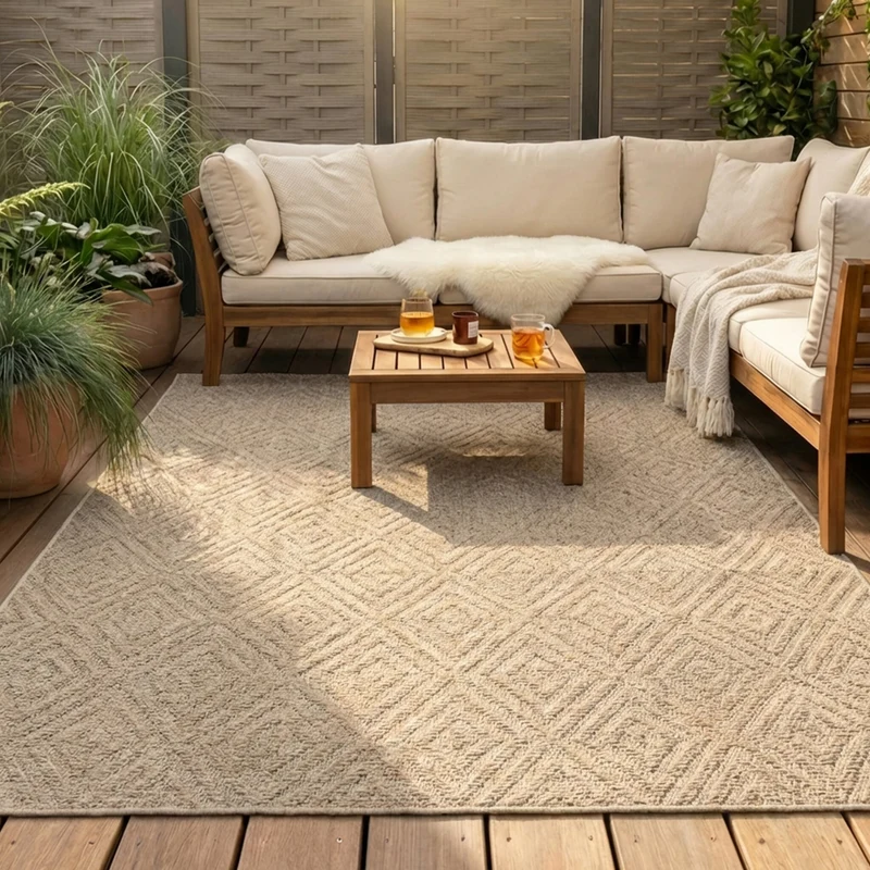 In- & Outdoor Jute Teppich - Fora Tile Natural