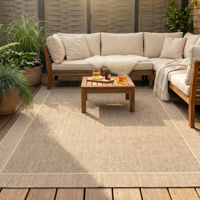 In- & Outdoor Jute Teppich - Fora Edge Natural