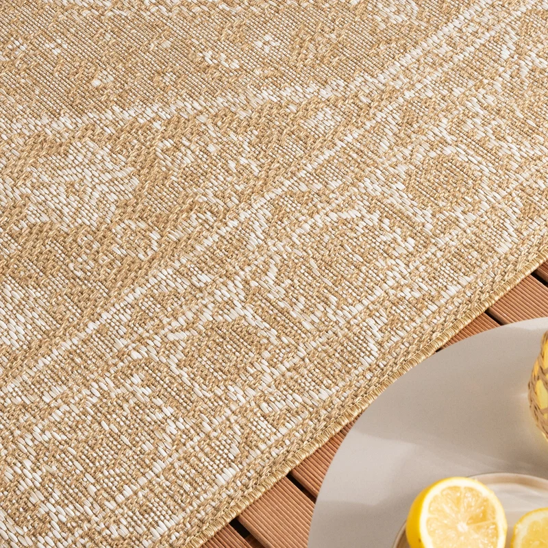 In- & Outdoor Jute Teppich - Daisy Medaillon Weiß