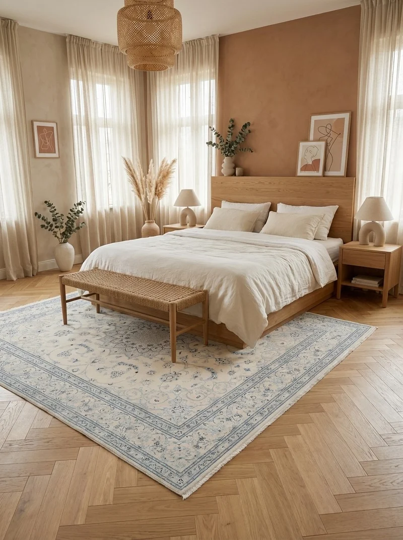 Nain 12La · Handgeknüpft – Beige, 303x252 cm