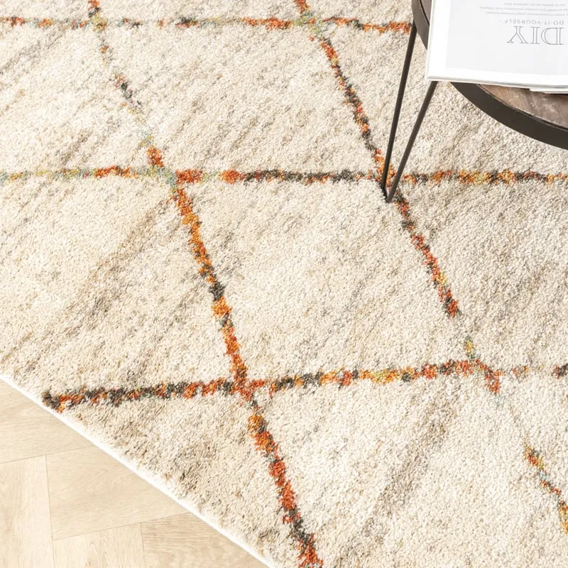 Hochflor Teppich - Blend Lines Creme Bunt
