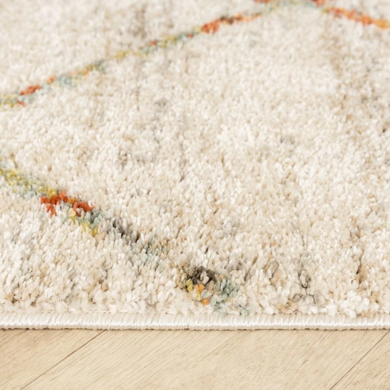 Hochflor Teppich - Blend Lines Creme Bunt