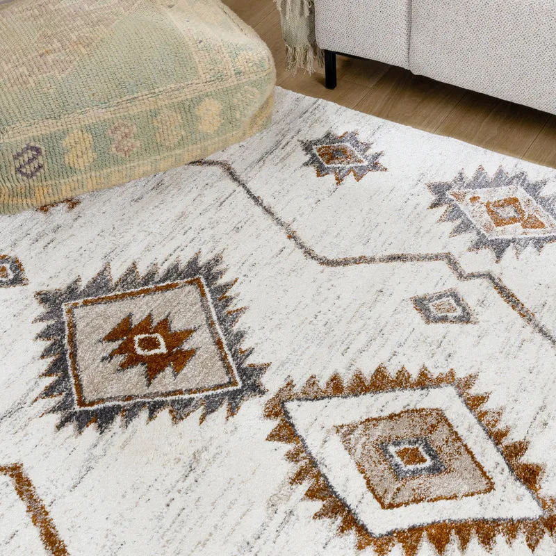 Hochflor Teppich - Blend Aztec Creme Bunt
