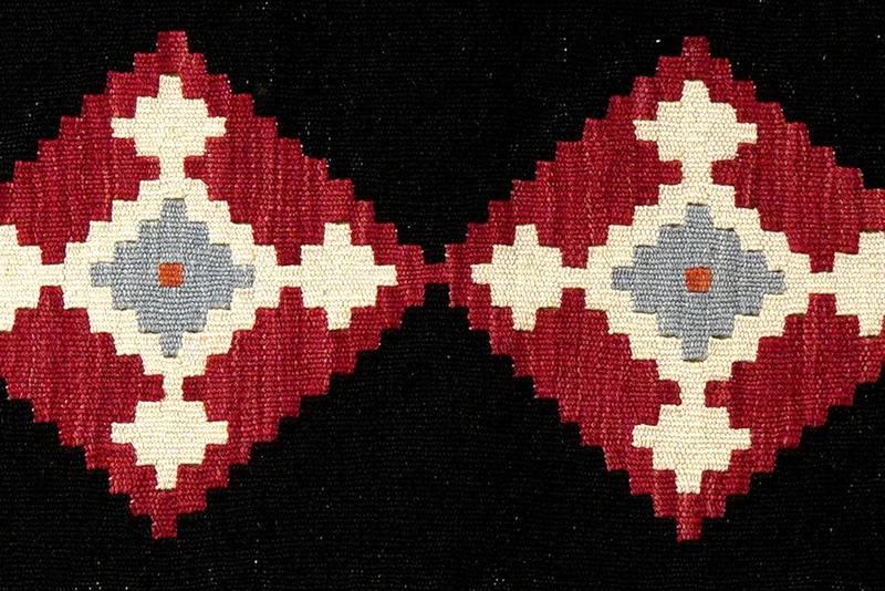 Kelim Gashgai · Handgewebt – Schwarz, 300x92 cm