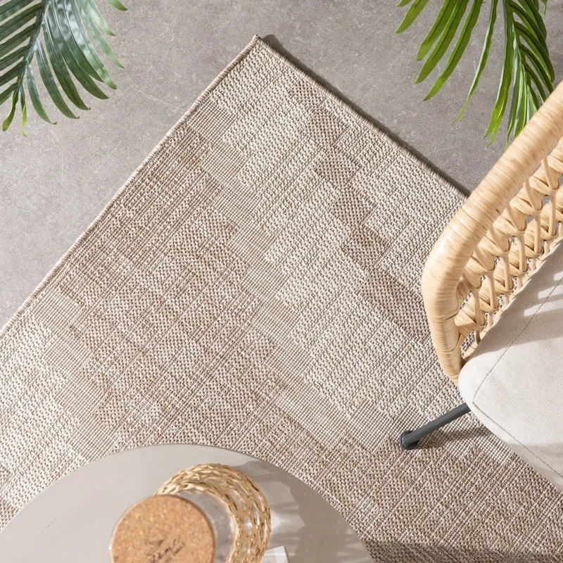 In- & Outdoor Jute Teppich - Atlas Diamond Braun Creme