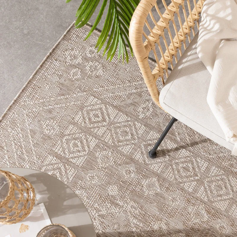 In- & Outdoor Jute Teppich - Atlas Aztec Braun Creme