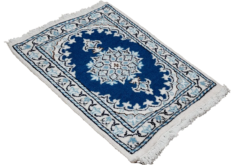 Nain 12La · Handgeknüpft – Blau, 57x39 cm