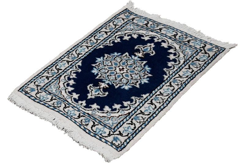Nain 12La · Handgeknüpft – Blau, 57x39 cm