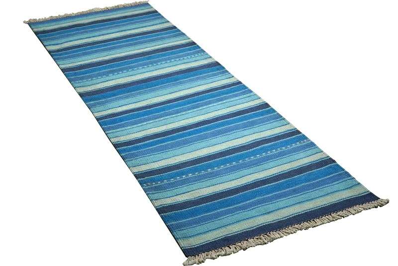 Kelim Gashgai · Handgewebt – Blau, 199x66 cm
