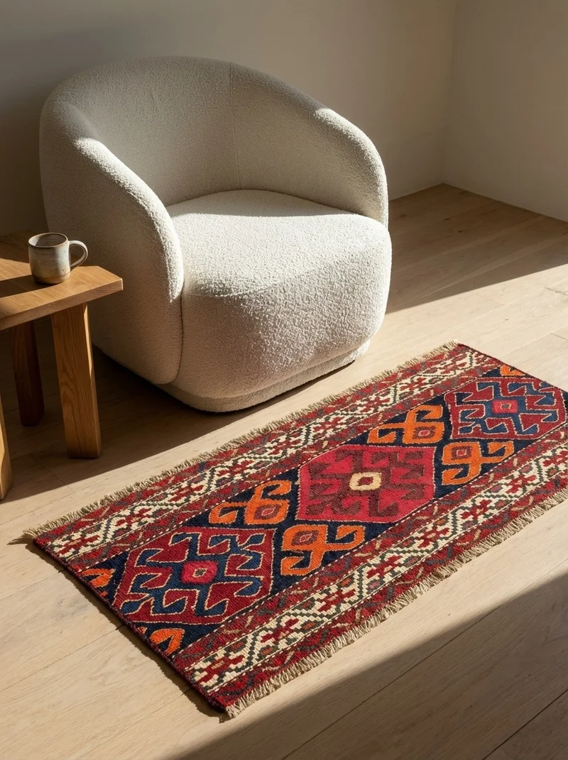 Sumak Shahsavan · Handgewebt – Blau, 52x107 cm