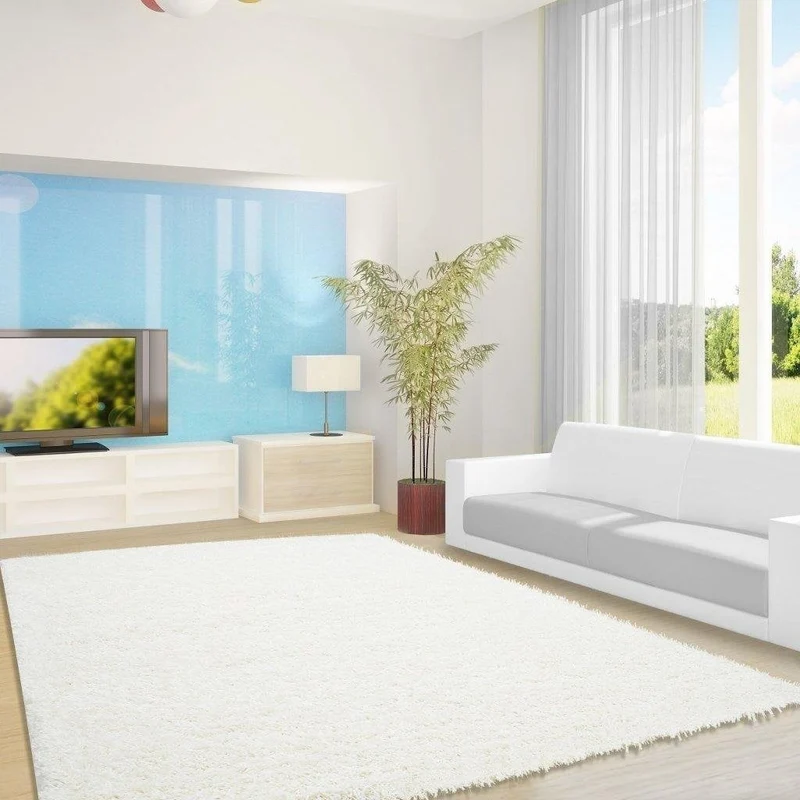 Hochflor Teppich - Life Creme Weiß