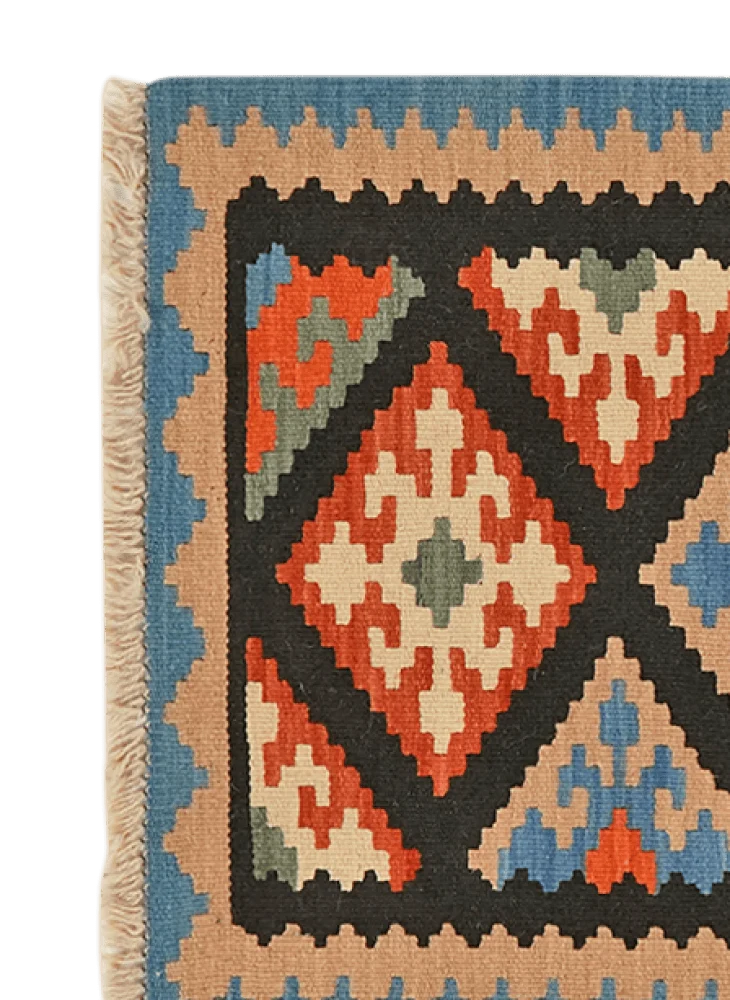 Kelim Gashgai · Handgewebt – Schwarz, 86x61 cm