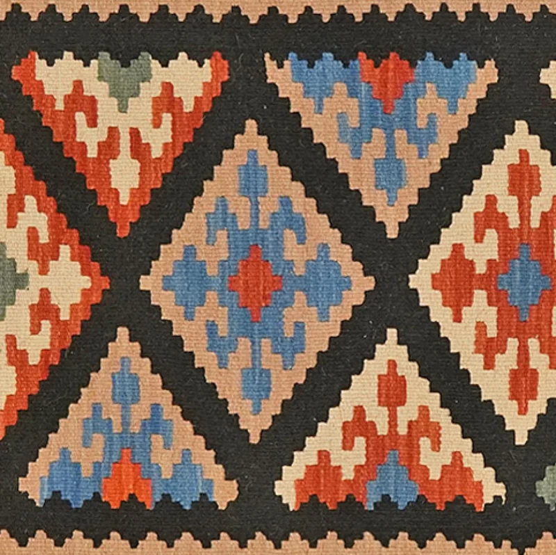 Kelim Gashgai · Handgewebt – Schwarz, 86x61 cm
