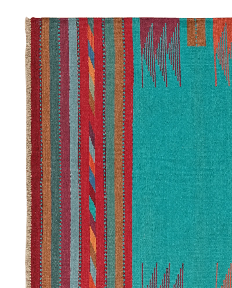 Kelim Gashgai · Handgewebt – Türkis, 247x167 cm