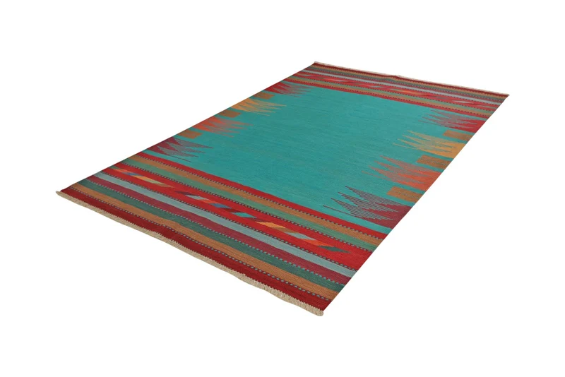 Kelim Gashgai · Handgewebt – Türkis, 247x167 cm