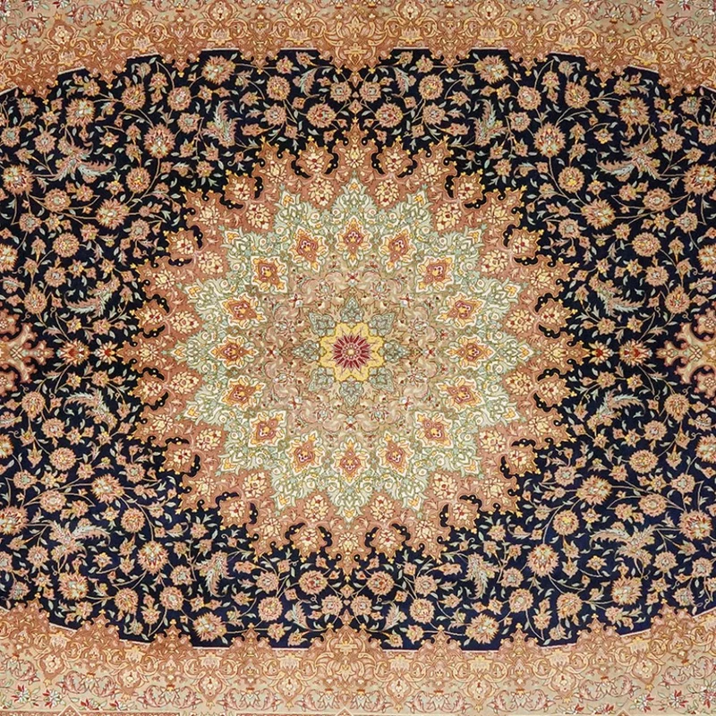 Ghoum Seide · Handgeknüpft – Blau, 300x199 cm