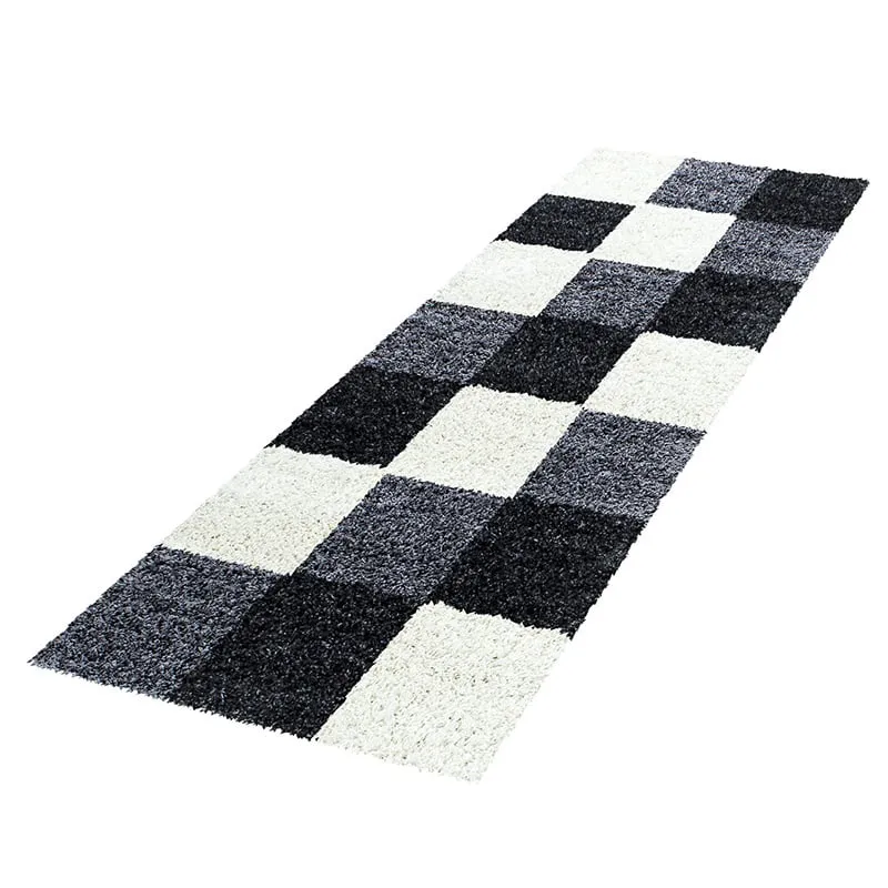 Hochflor Läufer - Cube Schwarz