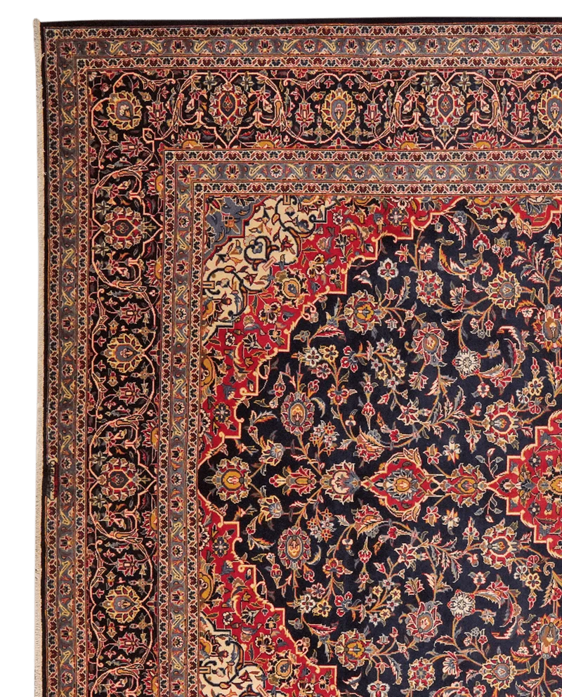 Kashan · Handgeknüpft – Blau, 401x297 cm
