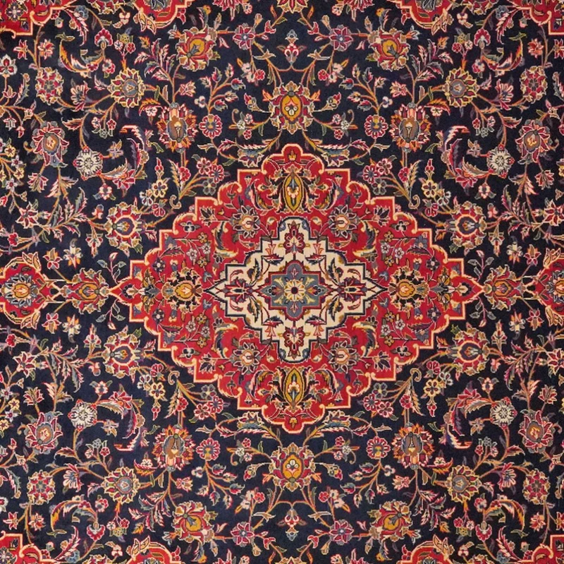 Kashan · Handgeknüpft – Blau, 401x297 cm