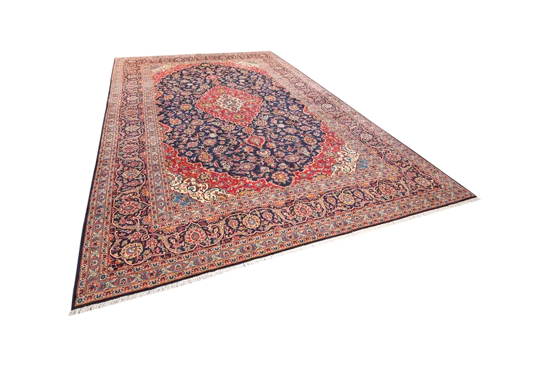 Kashan · Handgeknüpft – Blau, 401x297 cm