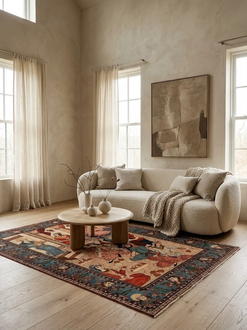 Kashan · Handgeknüpft – Beige, 209x132 cm