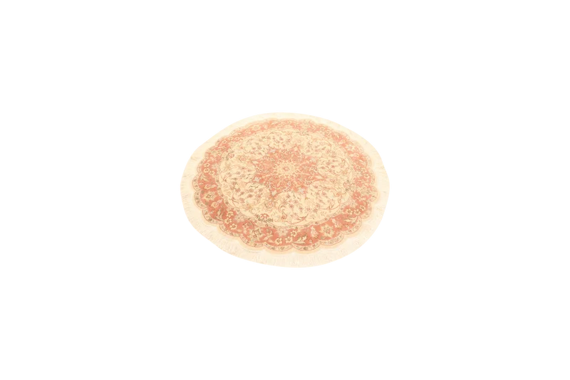 Tabriz Round · Handgeknüpft – Beige, 100x100 cm