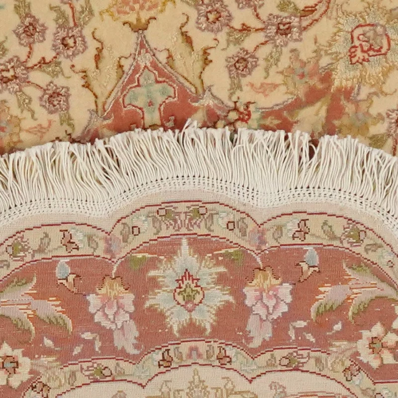 Tabriz Round · Handgeknüpft – Beige, 100x100 cm