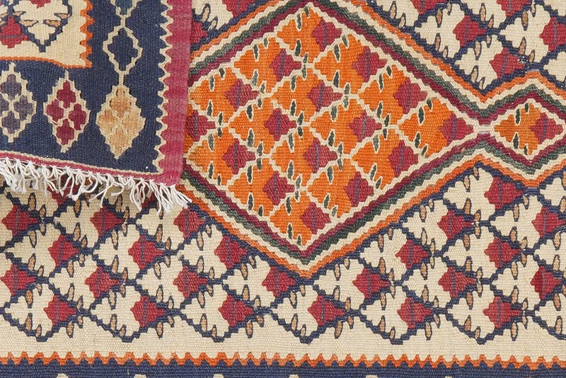 Kelim Senneh · Handgewebt – Beige, 90x60 cm