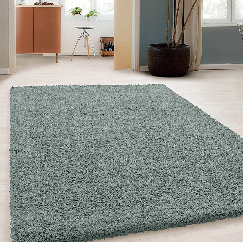 High Pile Rug - Solid Blue/Green