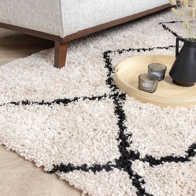 Teppich Hochflor - Sensa Pair Creme Schwarz