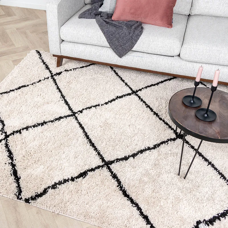 Teppich Hochflor - Sensa Lines Creme Schwarz