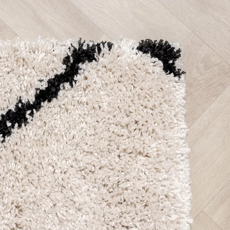 Teppich Hochflor - Sensa Lines Creme Schwarz