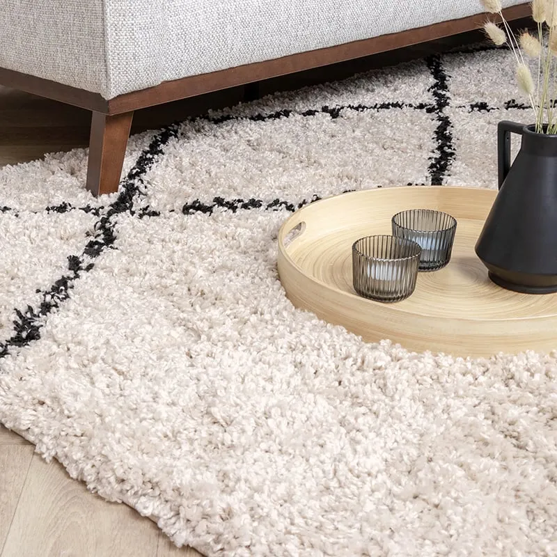 Teppich Hochflor - Sensa Double Creme Schwarz