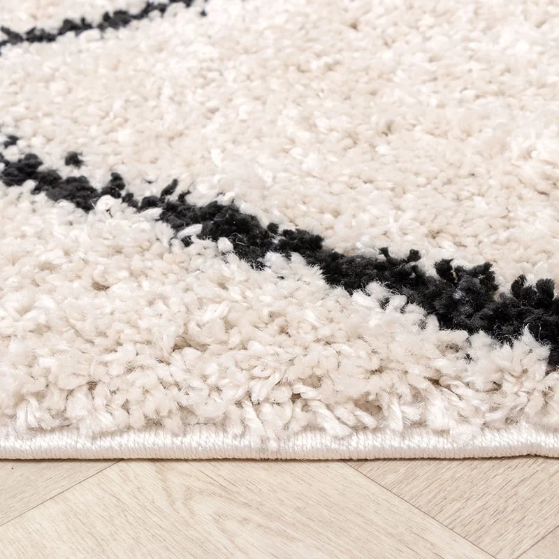 Teppich Hochflor - Sensa Double Creme Schwarz