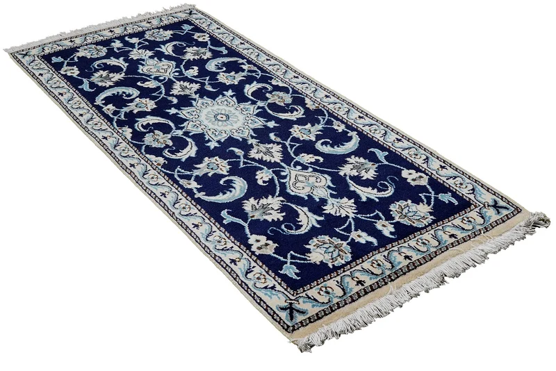 Nain 12La · Handgeknüpft – Blau, 136x68 cm