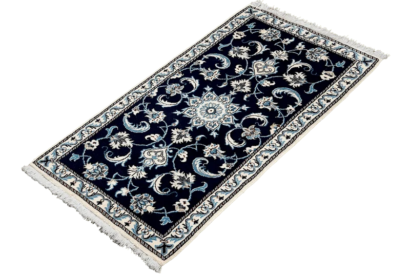 Nain 12La · Handgeknüpft – Blau, 136x68 cm